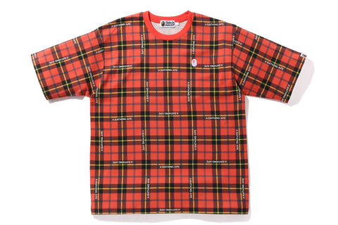 BAPE LOGO CHECK RELAXED FIT ONE POINT TEE MENS
