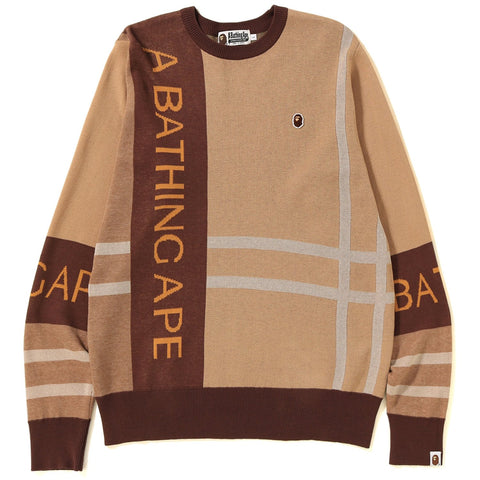 BIG BAPE LOGO CHECK KNIT MENS