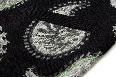 BAPE BLACK PAISLEY PATTERN CARDIGAN MENS