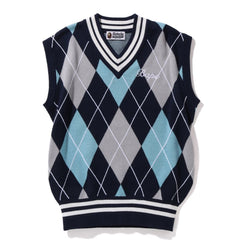 BAPE EMBROIDERY ARGYLE KNIT VEST LADIES