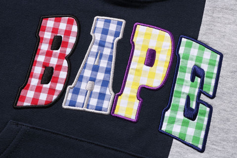 BAPE GINGHAM CHECK PATCH PULLOVER HOODIE KIDS