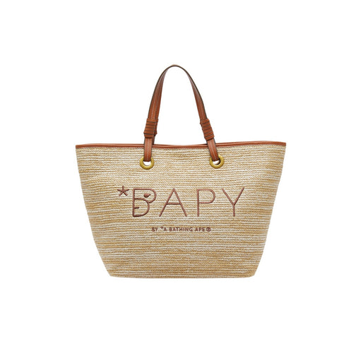BAPY LEATHER TRIMMED RAFFIA TOTE LADIES