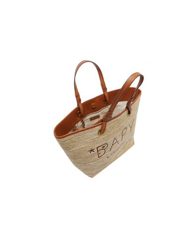 BAPY LEATHER TRIMMED RAFFIA TOTE LADIES