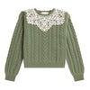 BAPY LACE-PATCHED CABLE KNIT TOP LADIES